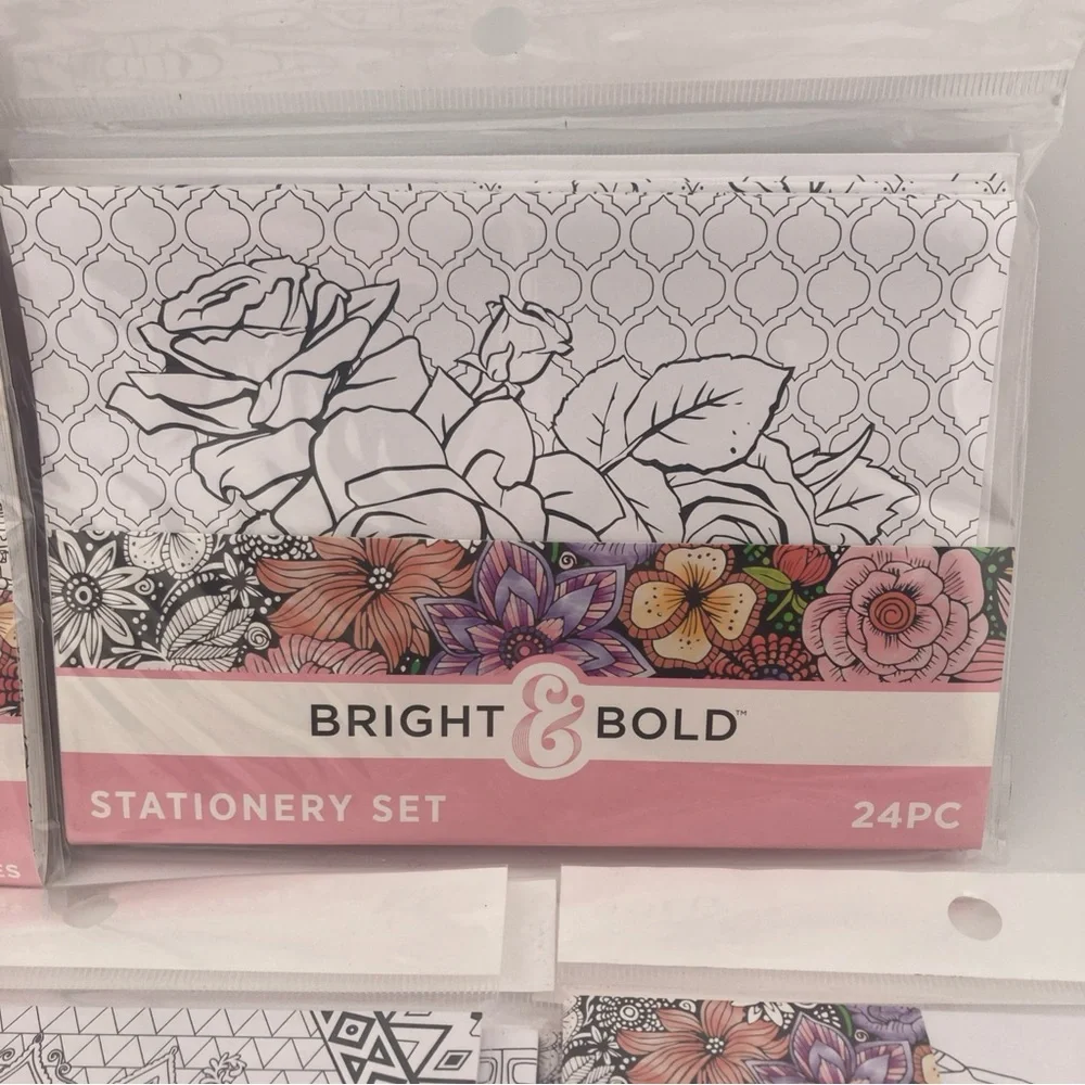 Adult Coloring Stationary Set Post Cards Notepads 8 Packs Flowers Animals Shells